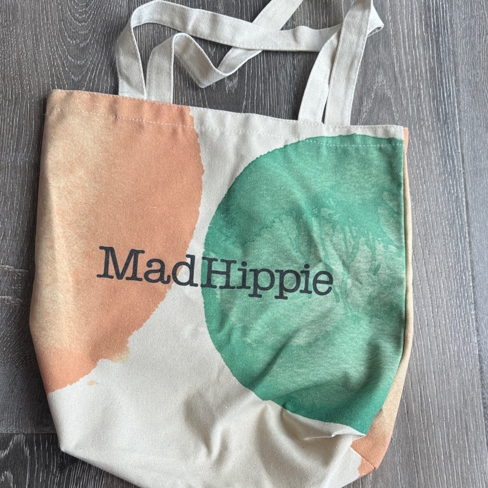 Mad Hippie Green and Orange Canvas Tote Bag